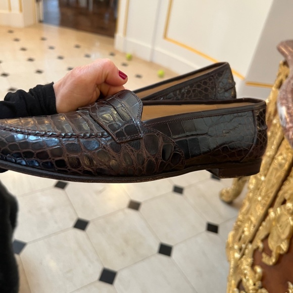 Mens brown crocodile shoes - Picture 2 of 2